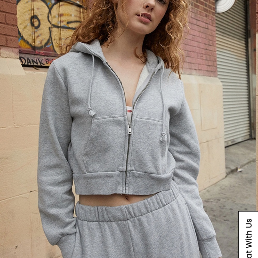 BRANDYMELVILLE grey cropped zip up